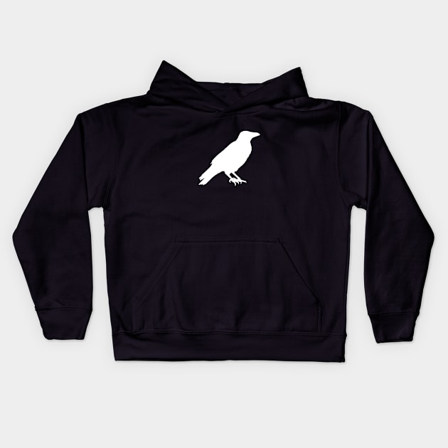 Raven bird - white Kids Hoodie by TinyPrinters